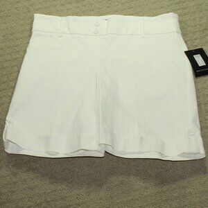NWT Rekucci Size 12 White Cuffed Pull On 8" Bermuda Shorts